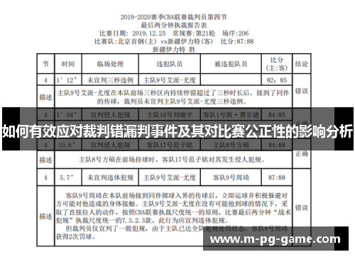 如何有效应对裁判错漏判事件及其对比赛公正性的影响分析