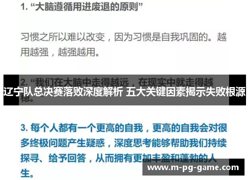 辽宁队总决赛落败深度解析 五大关键因素揭示失败根源